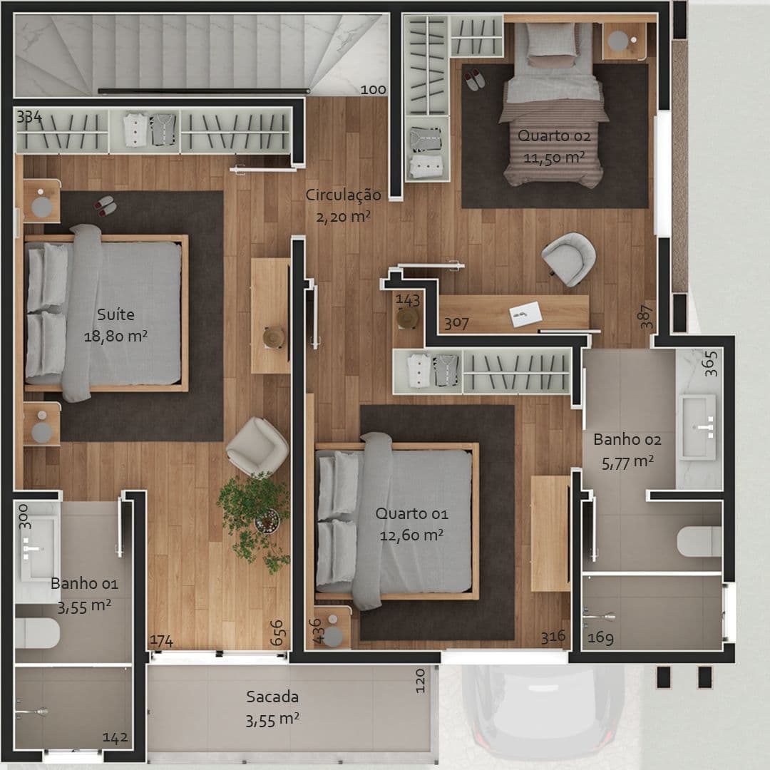 Residencial Giardino Dallabona - Casa com 3 dormitórios sendo 1 suíte - 158m² priv - São Braz Curitiba